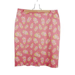 Brooks Brothers 346 Pink Pineapple Stretch Skirt, Size 8, Classic, Preppy, Golf